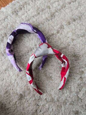 Emily McCarthy Bundle of Two Top Knot Headbands Red & Purple